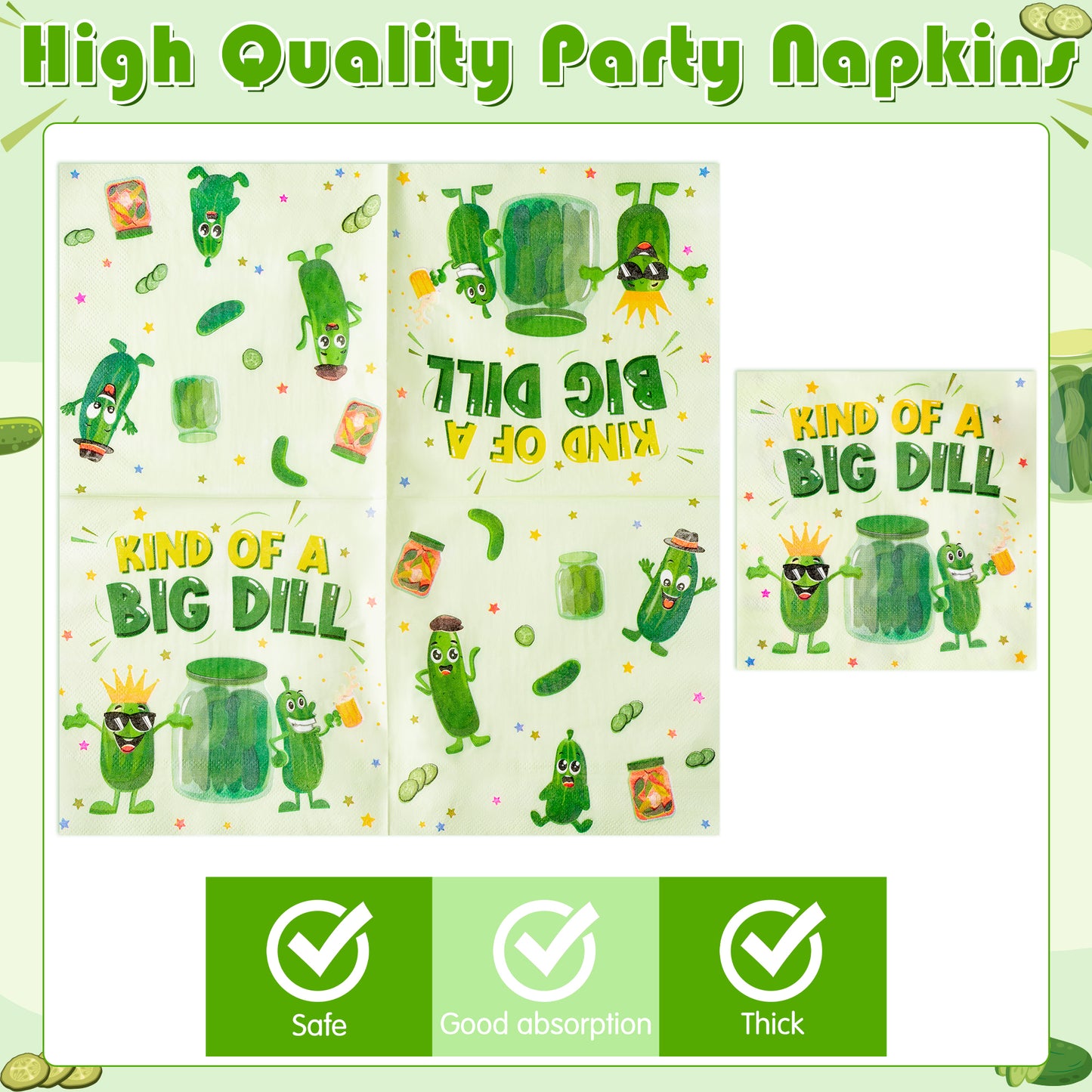 G1ngtar 96Pcs Funny Cucumber Party Plates Supplies - Kind of A Big Dill Party Tableware Decorations Cute Pickle Fruit Disposable Paper Plates Napkins Forks for Kids Birthday Baby Shower, Serves 24