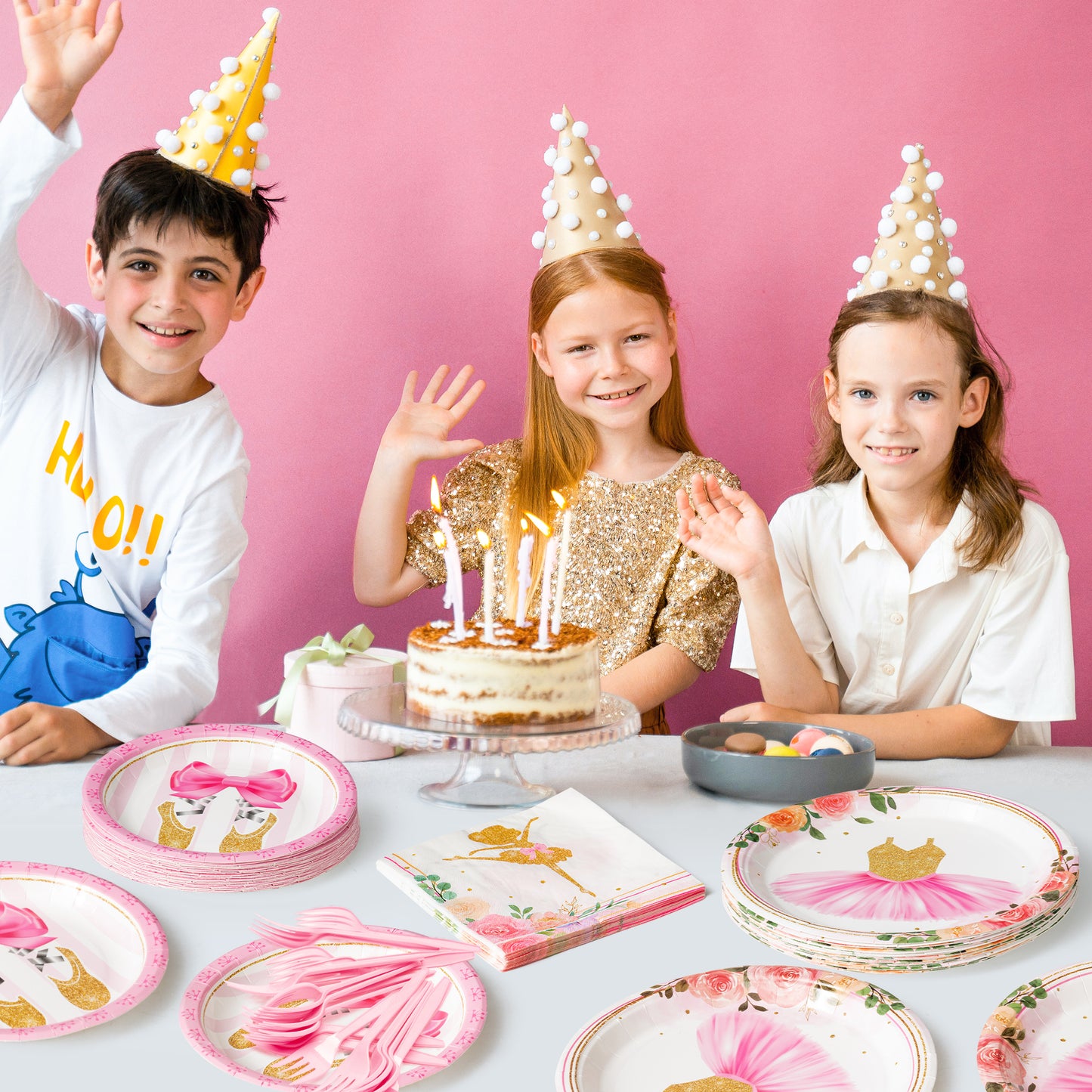 G1ngtar 96Pcs Ballerina Party Plates Supplies - Ballet Dancing Girl Party Tableware Decorations Disposable Paper Plates Napkins Forks for Kids Dance Party Birthday Baby Shower, Serves 24 Guests
