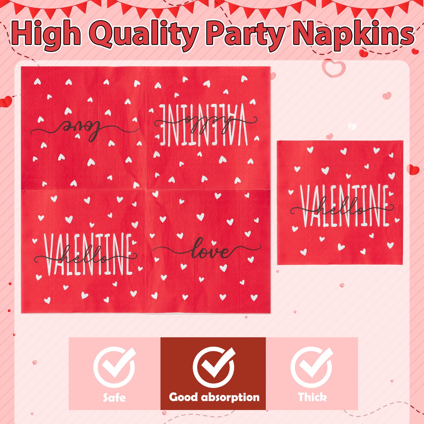 G1ngtar 96Pcs Valentine’s Day Heart Party Plates Supplies - Love Heart Party Tableware Decoration Red Heart Disposable Paper Plates Napkins Forks for Valentines Day Birthday Wedding, Serves 24