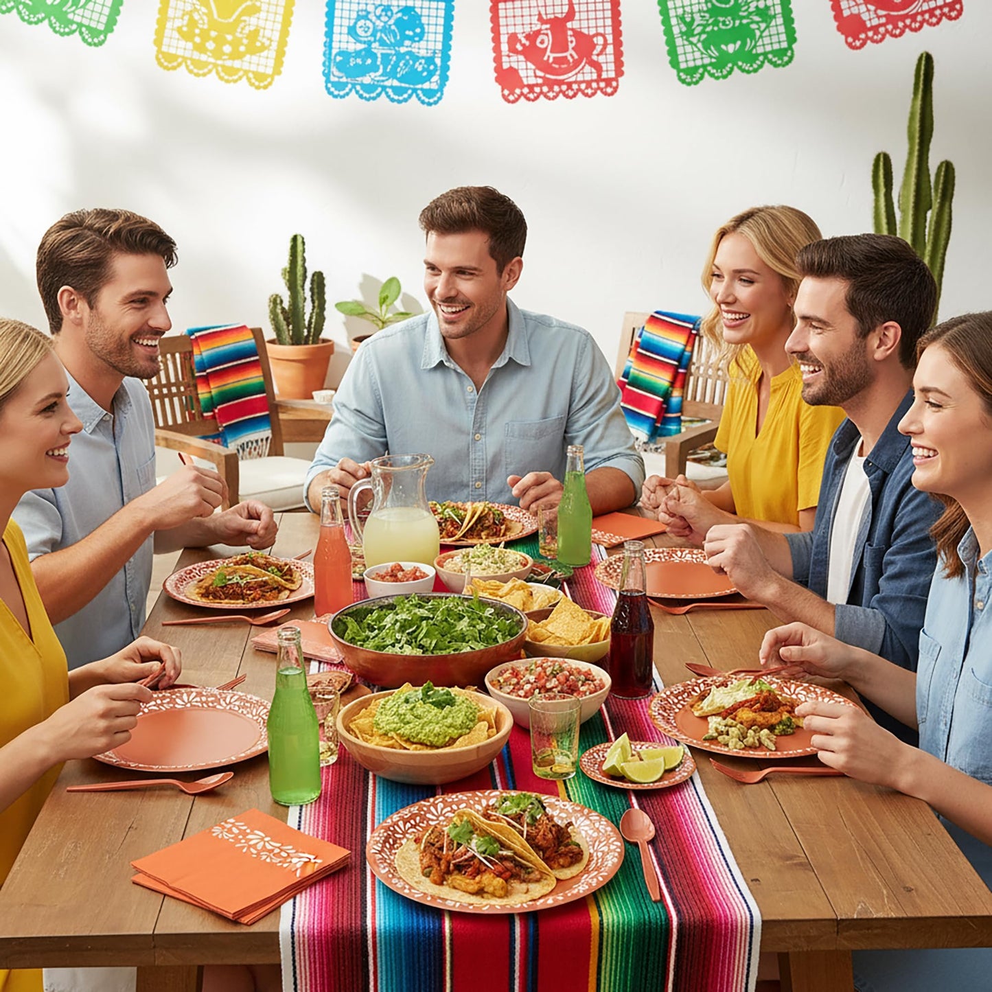 G1ngtar 96Pcs Brown Platos De Barro Mexicanos Cielito Lindo Terracotta Clay Party Plates Supplies Tableware Decorations Disposable Paper Plates Napkins Forks for Birthday Baby Shower, Serves 24