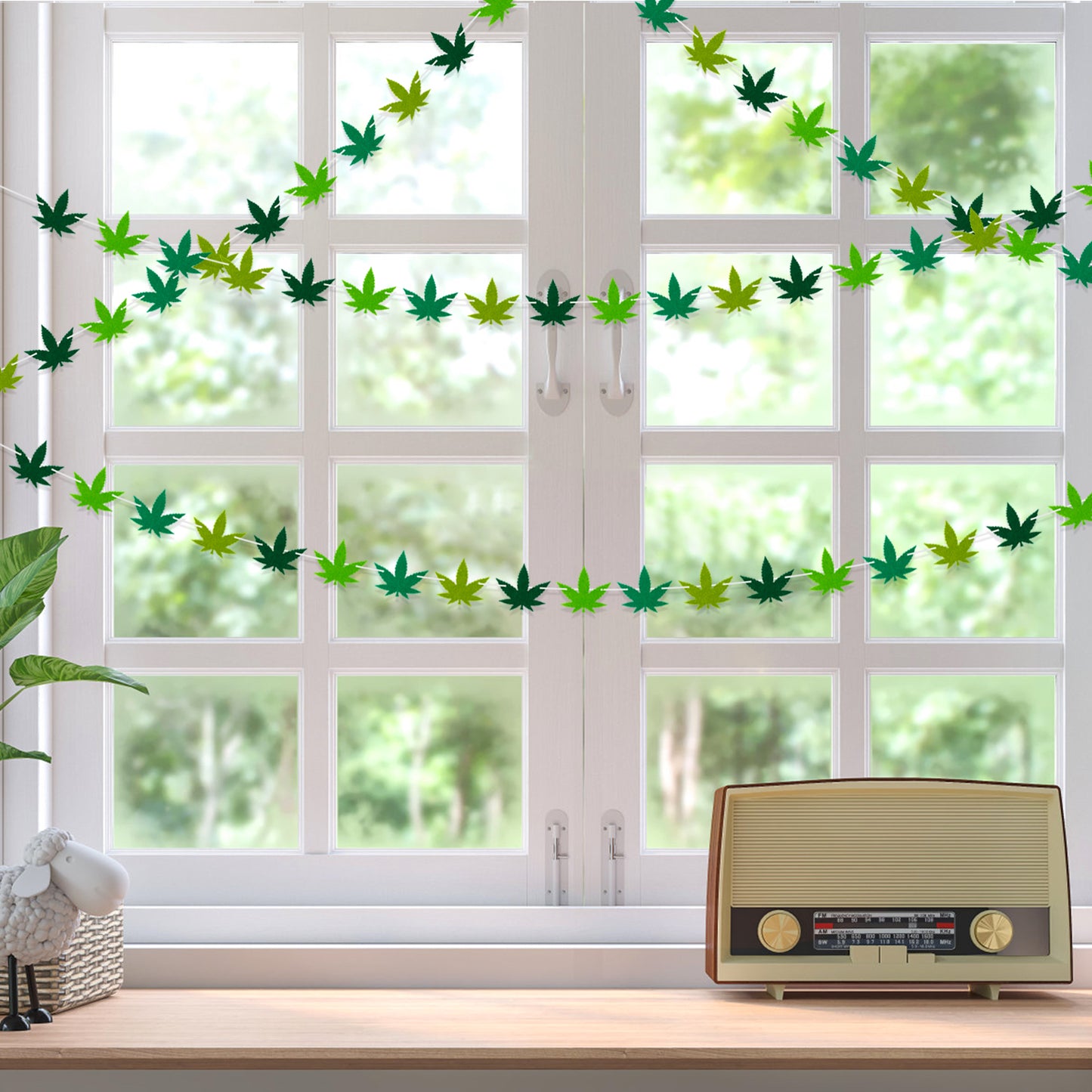 G1ngtar Pot Weed Leaves Garland Felt Artificial Cannabis Marijuana Green Weed Leaves Vines String Banner Wall Hanging Decor 420 Have a Dope Birthday Decorations Party Supplies for Indoor Outdoor, 4Pcs