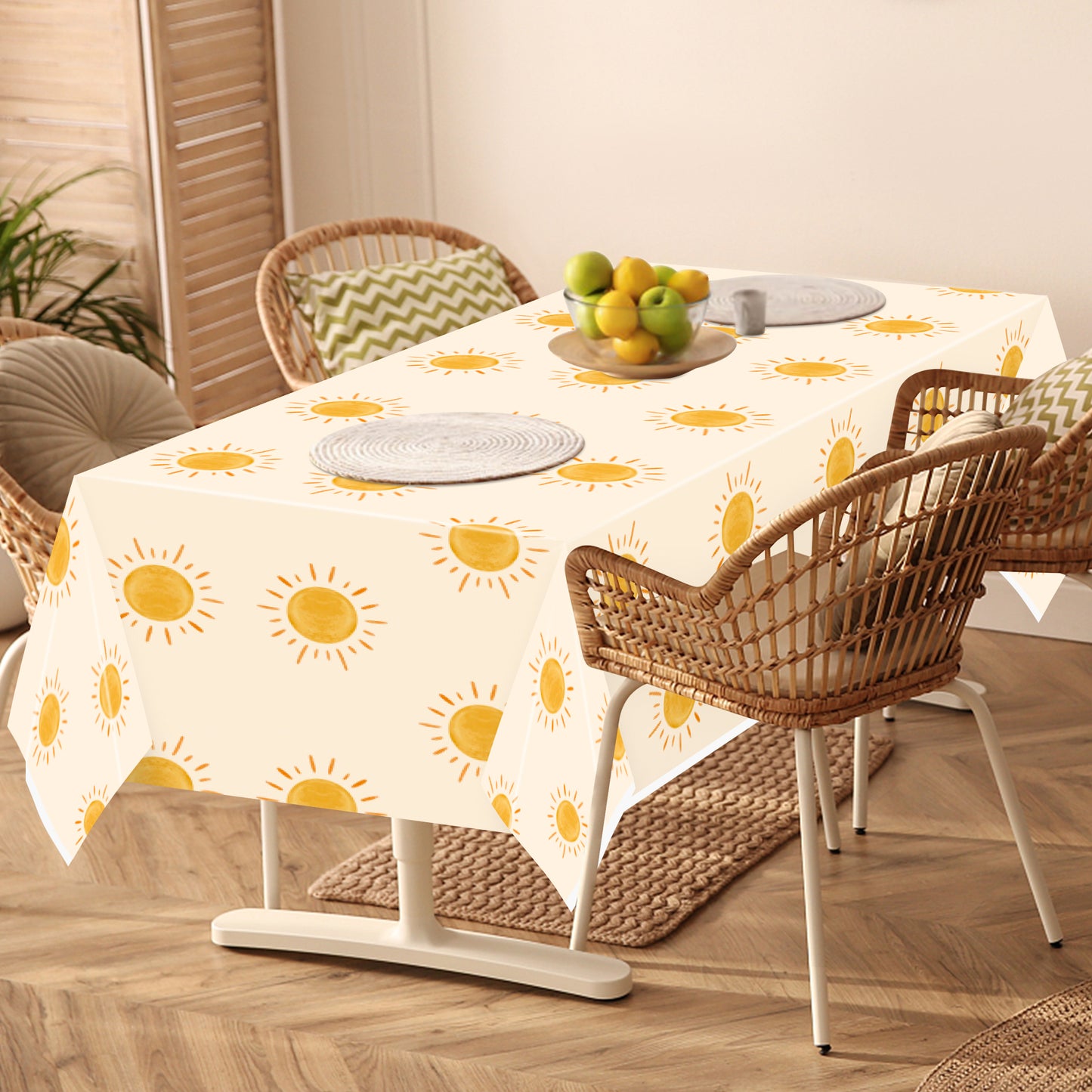 G1ngtar 3Pcs Boho Sun Birthday Party Tablecloths Bohemian Hippie Sunshine Disposable Plastic Waterproof Rectangular Table Covers First Trip Around The Sun Party Decorations Baby Shower Supplies