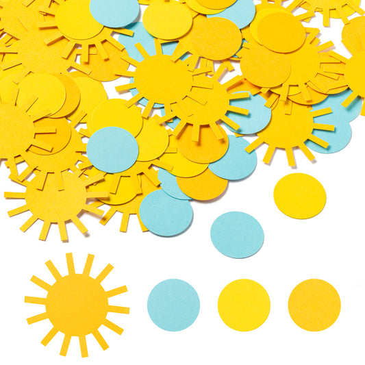G1ngtar 300Pcs Retro Boho Sun Scatter Confetti Dots Here Comes the Son Hippie Muted You Are My Sunshine Table Decor First Trip Around the Sun Decoration for Baby Shower Birthday Gender Reveal Wedding