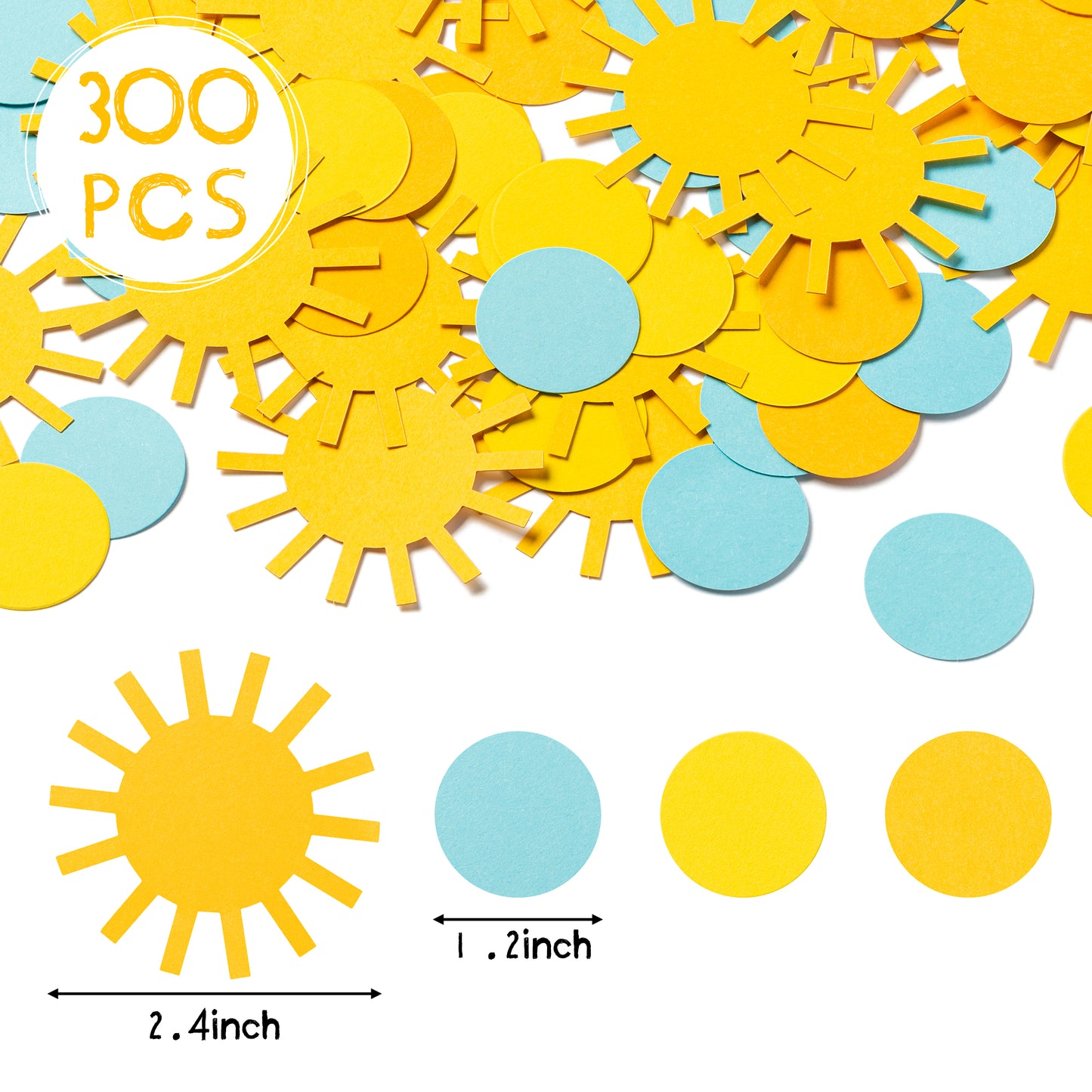 G1ngtar 300Pcs Retro Boho Sun Scatter Confetti Dots Here Comes the Son Hippie Muted You Are My Sunshine Table Decor First Trip Around the Sun Decoration for Baby Shower Birthday Gender Reveal Wedding