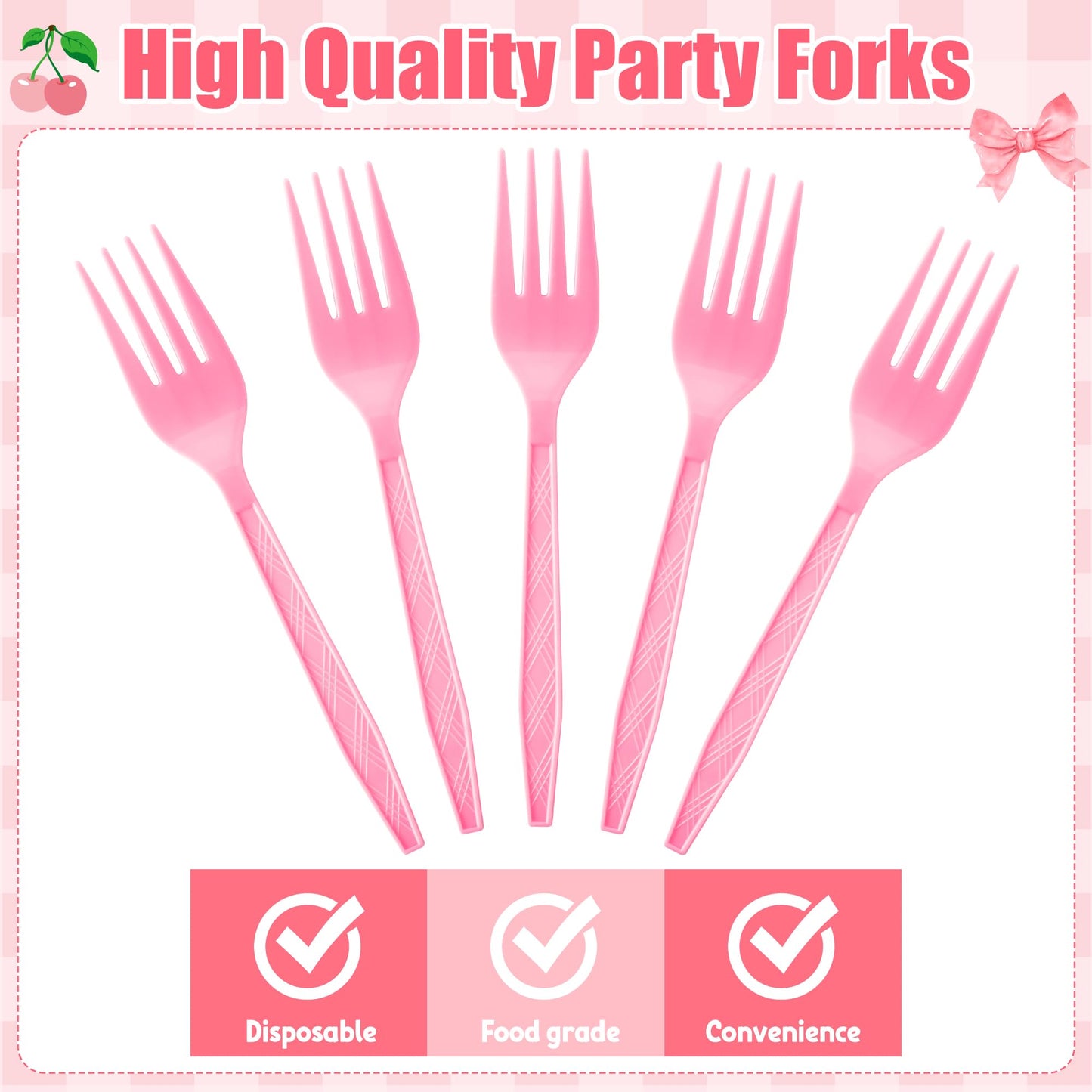 G1ngtar Pink Plastic Forks - 48Pcs 6.1 Inches Disposable Forks Set Heavy Duty Party Cutlery Dinner Dessert Party Supplies Silverware for Girls Baby Shower Bridal Shower Wedding Birthday Home