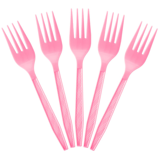 G1ngtar Pink Plastic Forks - 48Pcs 6.1 Inches Disposable Forks Set Heavy Duty Party Cutlery Dinner Dessert Party Supplies Silverware for Girls Baby Shower Bridal Shower Wedding Birthday Home