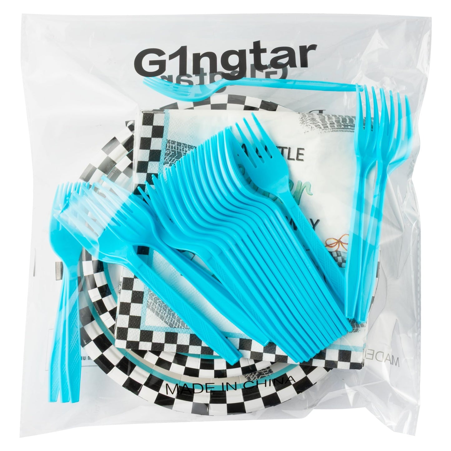 G1ngtar 96Pcs Race Car Baby Shower Party Plates Supplies A Little Racer Is On The Way Racing Car Party Tableware Decorations Disposable Paper Plates Napkins Forks for Kids Birthday, Serves 24