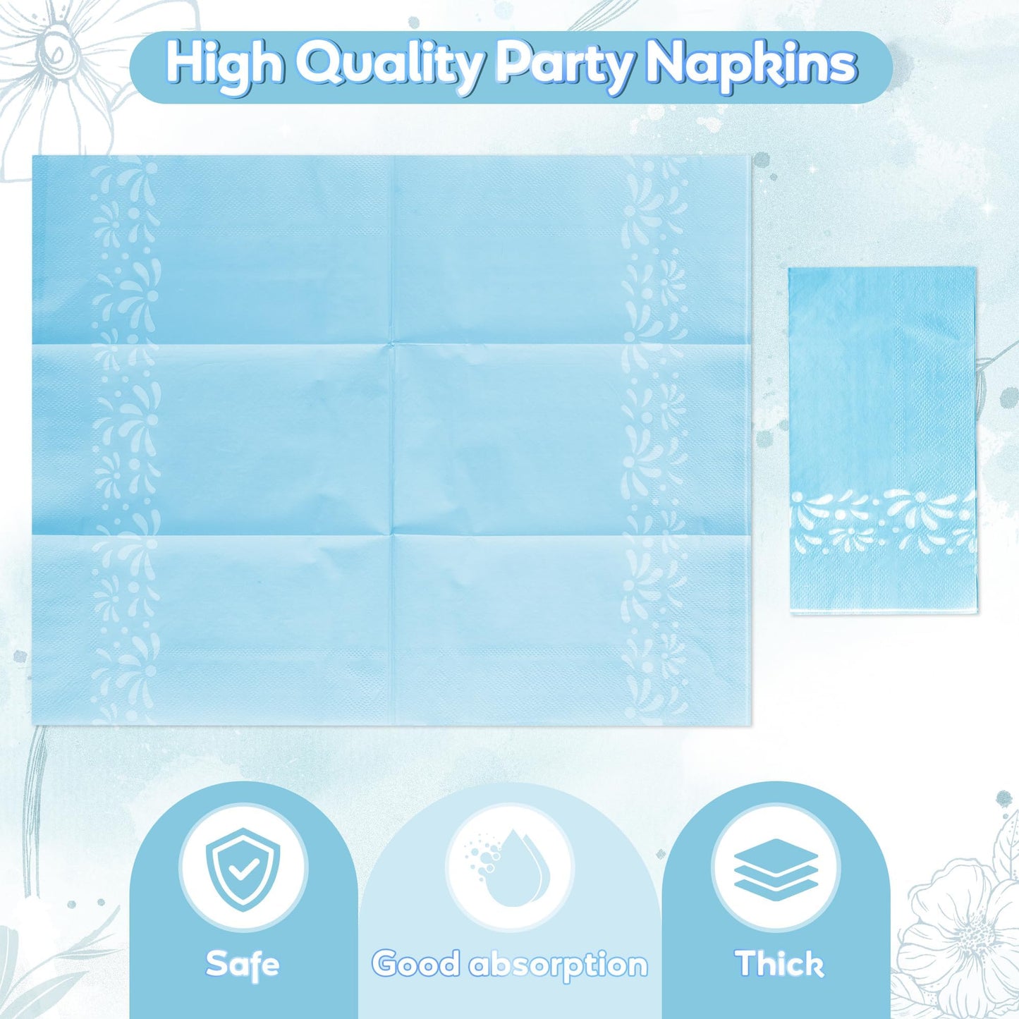 G1ngtar 96Pcs Blue Platos De Barro Mexicanos Cielito Lindo Terracotta Clay Party Plates Supplies Tableware Decorations Disposable Paper Plates Napkins Forks for Birthday Baby Shower, Serves 24