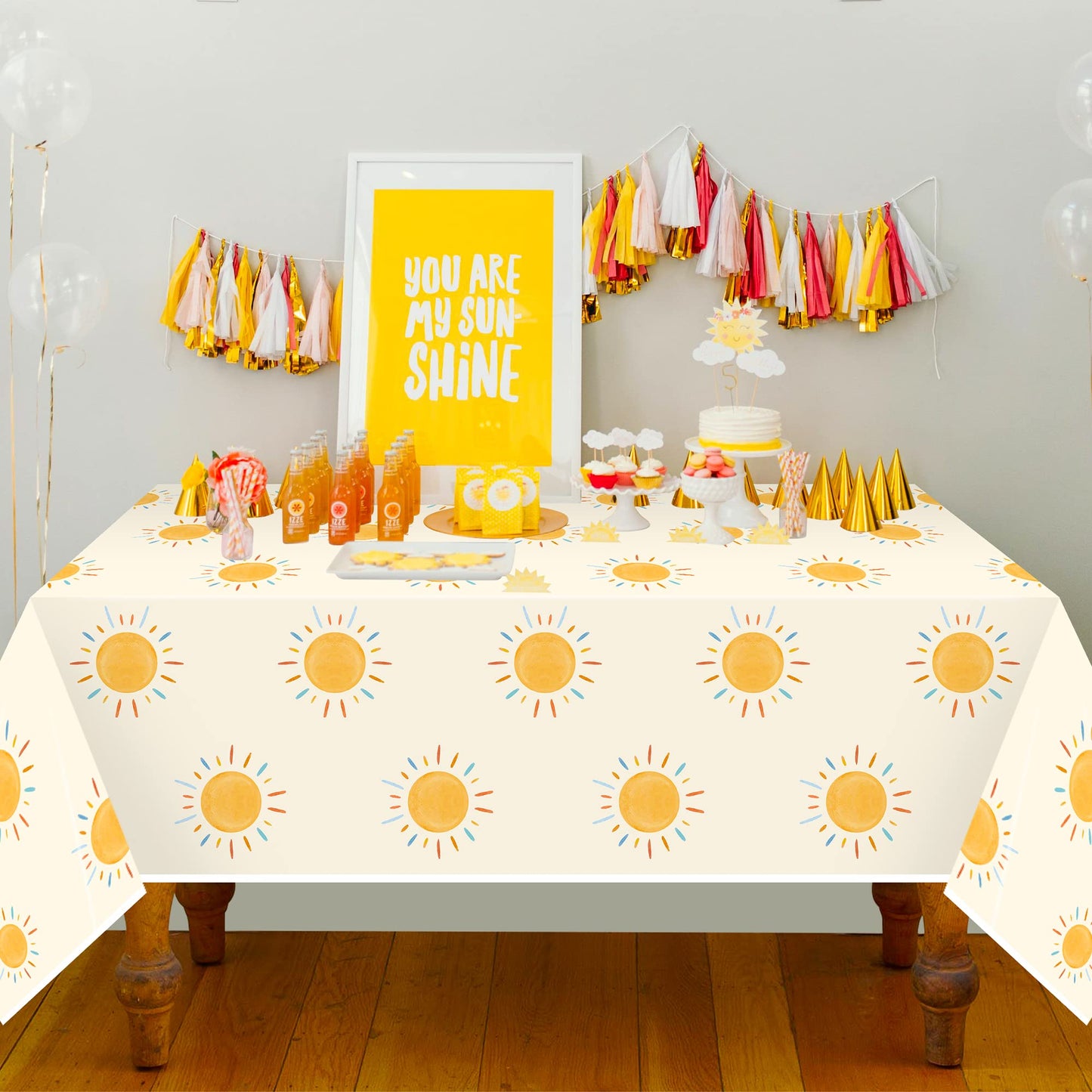 G1ngtar 6Pcs Retro Boho Sun Birthday Here Comes The Son Party Tablecloths Disposable Plastic Waterproof Rectangular Table Covers First Trip Around The Sun Party Decorations Supplies, 86.6"x51.2"