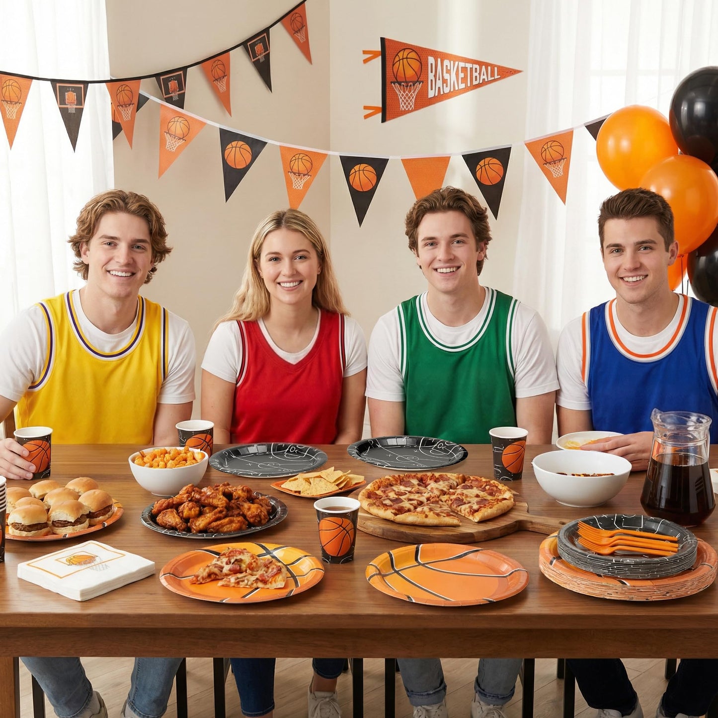 G1ngtar 96Pcs Basketball Party Plates Supplies Sports Theme Tableware Decorations Disposable Paper Plates Napkins Forks for Kid Birthday, Serves 24