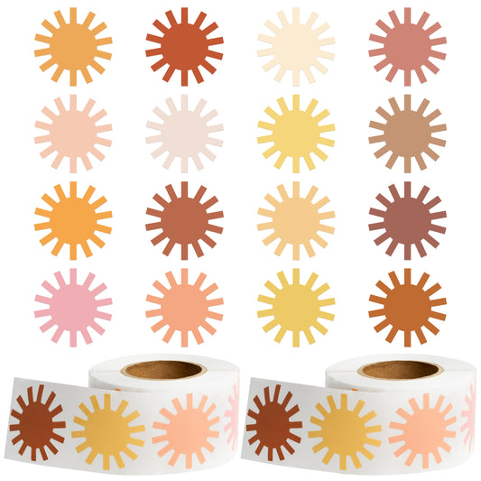 G1ngtar 1000Pcs Boho Sun Stickers Roll First Trip Around The Sun Birthday Party Favor Stickers You are My Muted Sunshine Envelope Sticker Seals Baby Shower Party Decoration Supplies for Boys Girls