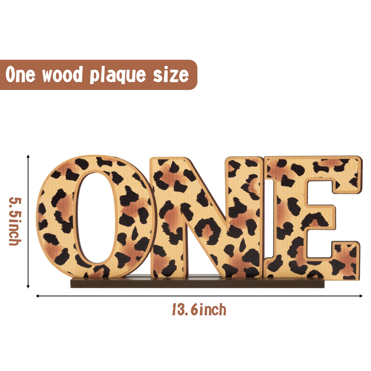 G1ngtar Leopard Wild One Wooden Table Centerpiece for Baby Boys Girls Safari Animal Cheetah One Letter Sign Table Decoration for 1st Birthday Party Supplies Milestone Baby Shower Cake Smash Photo Prop