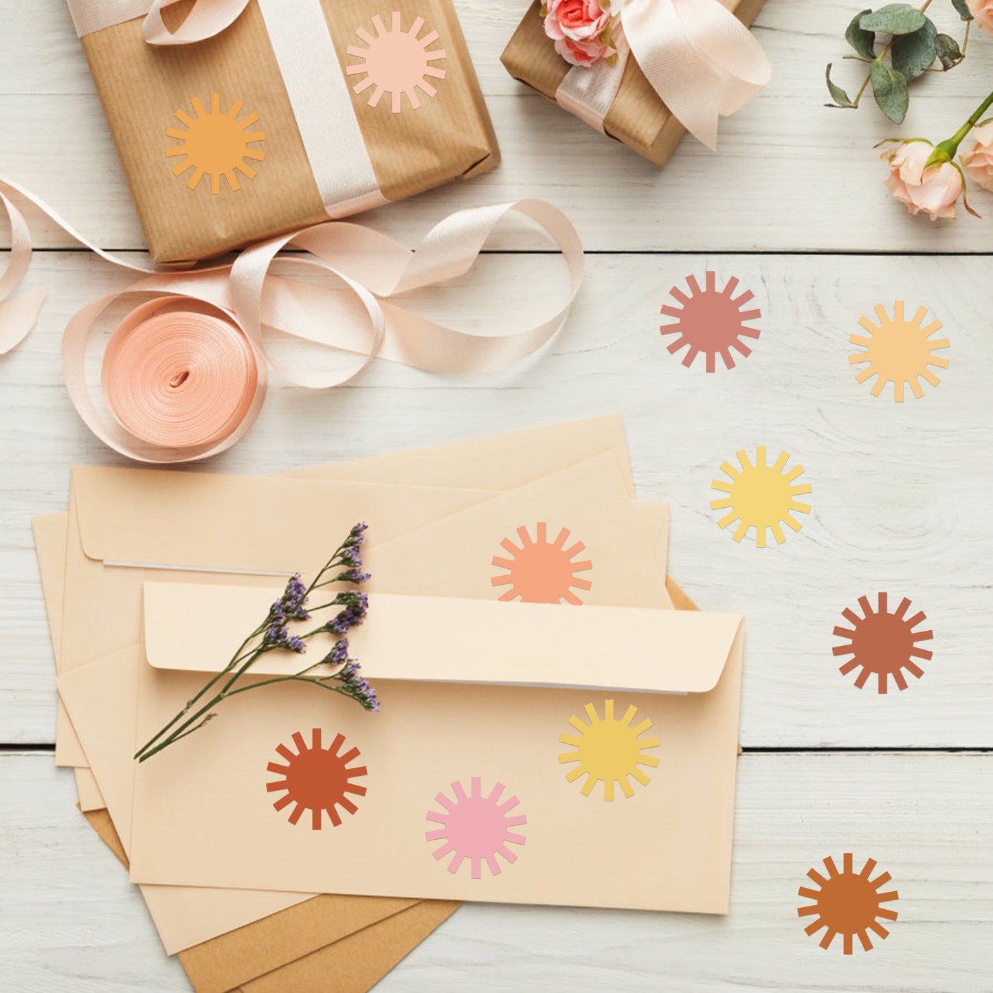 G1ngtar 1000Pcs Boho Sun Stickers Roll First Trip Around The Sun Birthday Party Favor Stickers You are My Muted Sunshine Envelope Sticker Seals Baby Shower Party Decoration Supplies for Boys Girls