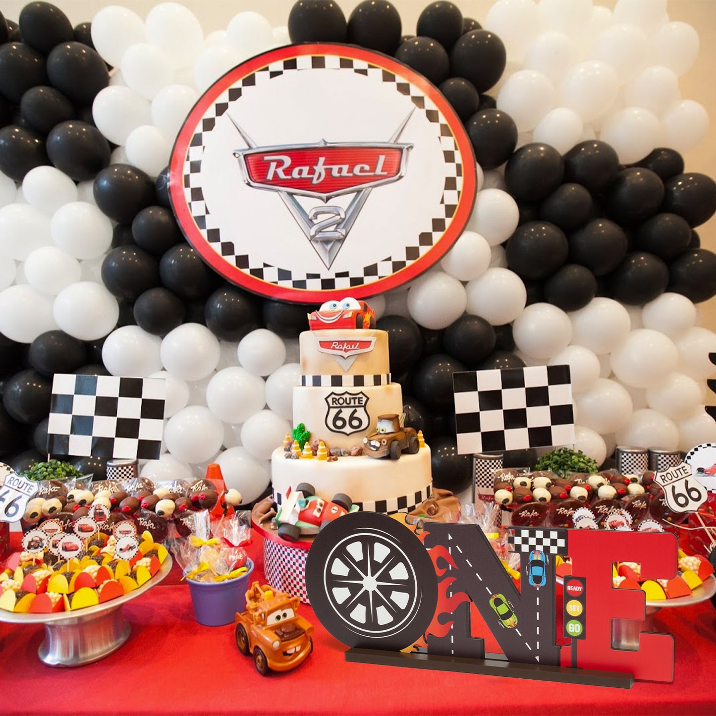 G1ngtar Race Car ONE Letter Sign Wooden Table Centerpiece Let’s Go Racing Checkered Theme 1st Birthday Party Decoration Supplies Milestone Cake Smash Baby Shower Photo Prop Table Decor for Baby Boys